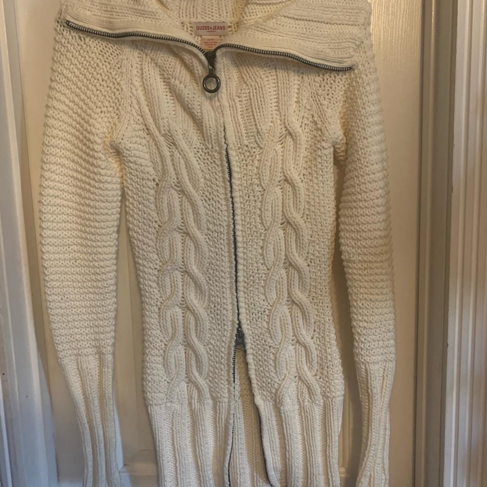 guess long zip sweater